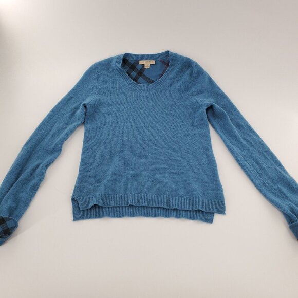 Burberry Brit Woman's XS Blue‎ Long Sleeve Shirt 100% Cashmere - Picture 1 of 5